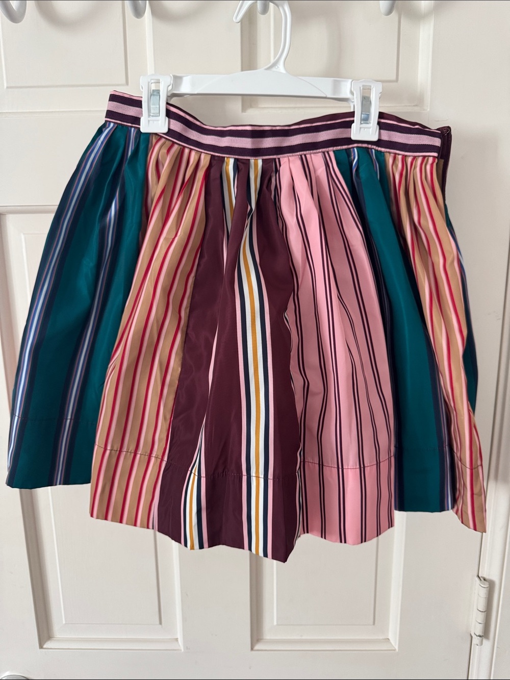 Maeve Striped Circle Skirt in Pink, Teal & Burgundy